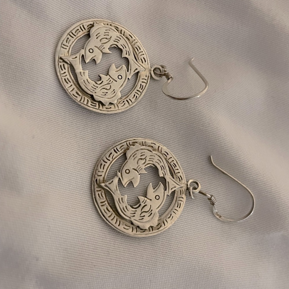 Pisces silver earrings